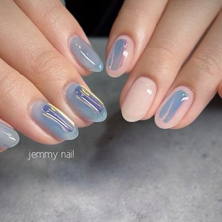 氷ネイル ちゅるんネイル ワンホンネイル 韓国ネイル ちゅるんチーク