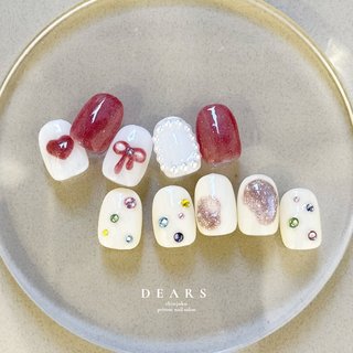 バレンタイン/リボン/#パーツネイルのネイルデザイン｜ネイルブック