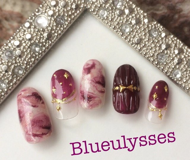 秋 冬 ハンド チェーン ニュアンス Blueulyssesのネイルデザイン No ネイルブック