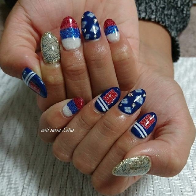 秋 ハンド ボーダー 和 ロング Lotus ロータス のネイルデザイン No ネイルブック