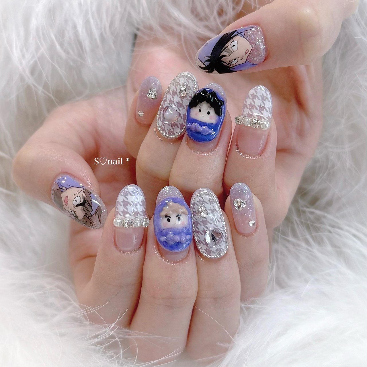 冬/ハンド/痛ネイル/3D/千鳥柄 - S♡nailのネイルデザイン[No.9220326