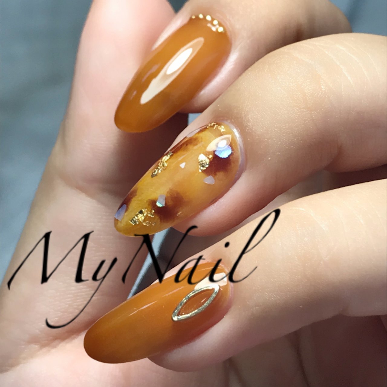 秋 ハンド ワンカラー べっ甲 ミディアム Mynail Maiのネイルデザイン No ネイルブック