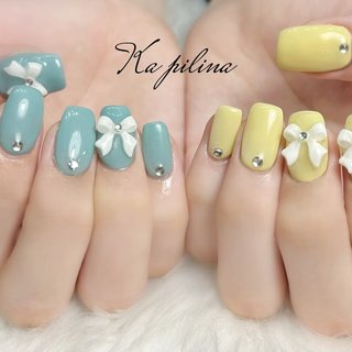 【オーダー】ネイルチップ　マーブル水彩ネイル韓国ワンホンキラキラ　グラデーション 夏ネイル キラキラ ブルーグラデーション ワンホン ネイルチップ