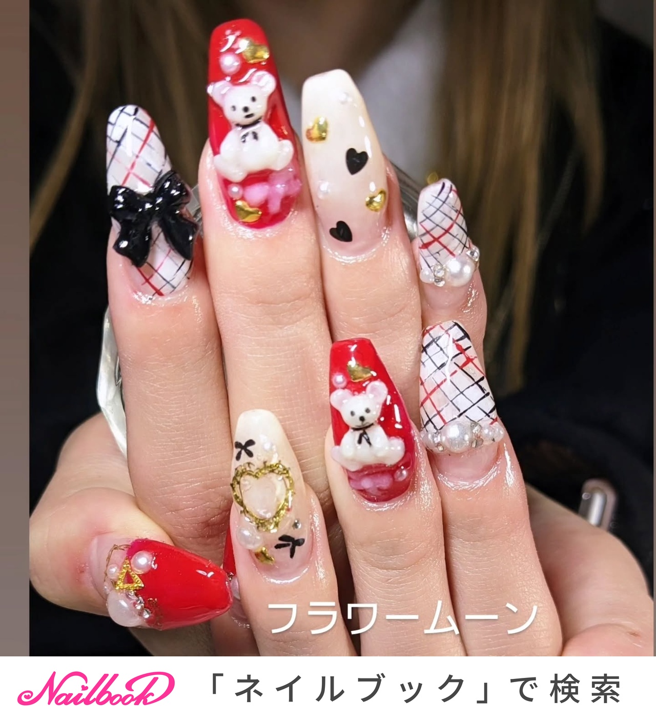 オーダー ネイルチップ ハンドメイド 淡色 チェック ミラー シンプル 