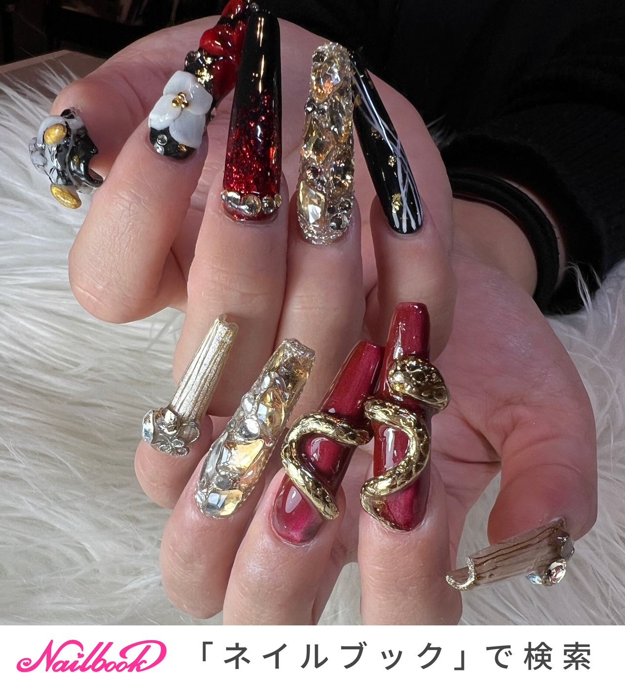 人気順｜スーパーロング/#般若のネイルデザイン｜ネイルブック