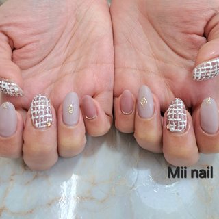 秋冬】ツイード×くすみカラー♡ネイルチップ