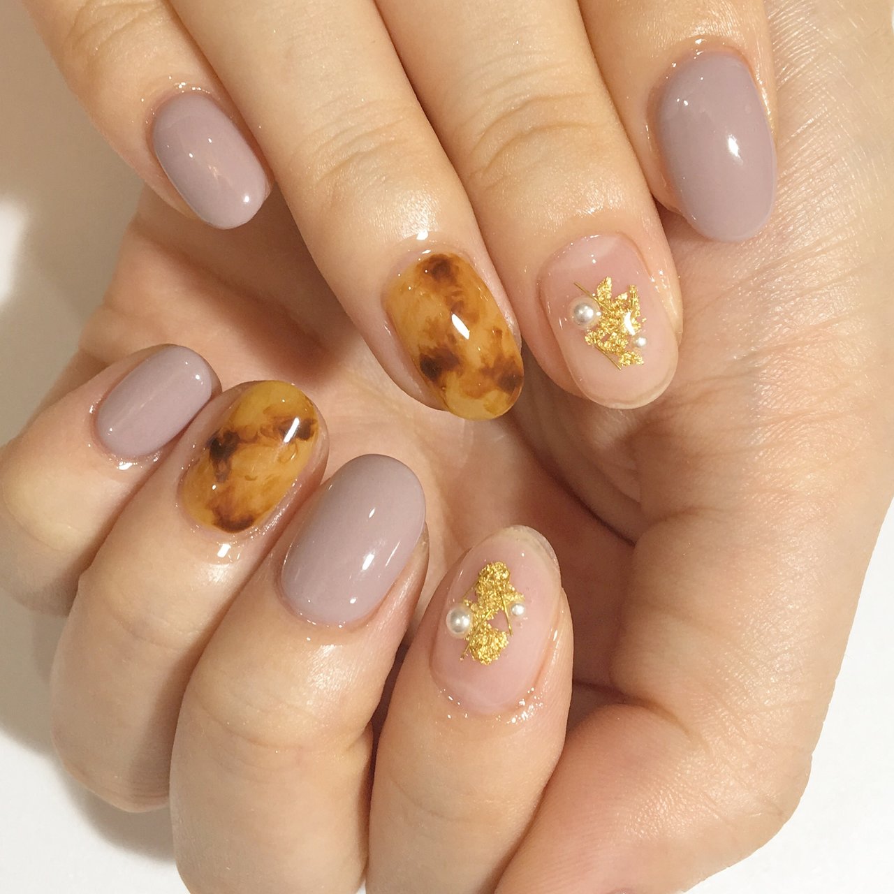 秋 ハンド べっ甲 ショート ジェル 松本市ネイルサロンnail Atelier Spica ネイルアトリエスピカ のネイル デザイン No ネイルブック