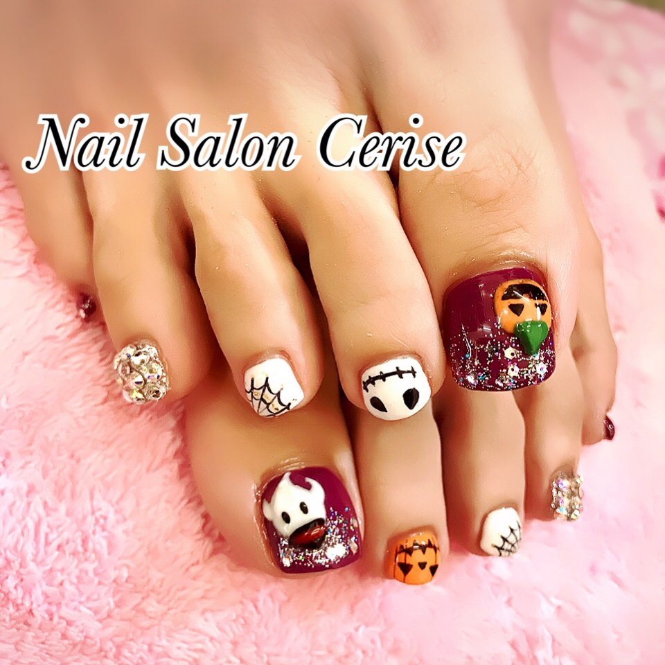 秋 ハロウィン フット キャラクター 3d Nail Salon Cerise ネイルサロンスリーズ のネイルデザイン No ネイルブック