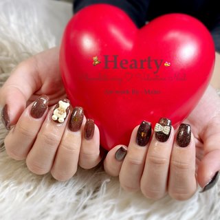 オーダー】ネイルチップ チョコネイル くま ハート バレンタイン