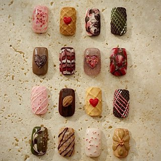 バレンタイン💘チョコレートネイル🍫 #冬 #バレンタイン #パーティー #女子会 #ハンド #フルーツ #個性派 #ショート #スクエア #ボルドー #ブラウン #アースカラー #ジェルネイル #ネイルチップ #chanter #ネイルブック