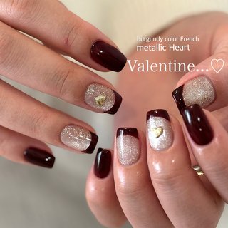 ネイルチップ オーダー ミラー フレンチ ボルドー フラッシュ リボン