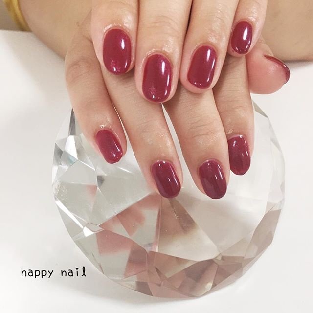 ラメ ワンカラー ボルドー Happy Nailのネイルデザイン No ネイルブック