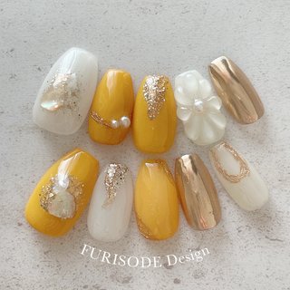 ネイルチップ ぷっくりフラワー マグネット ラメ ゴールド ネイルチップ ニュアンス マグネット ミラーフラワー お花 シ