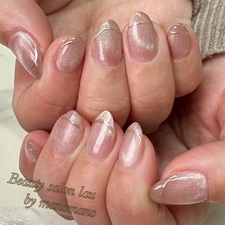 47】サイズオーダーネイルチップ ツイード ミラー ライン シンプル