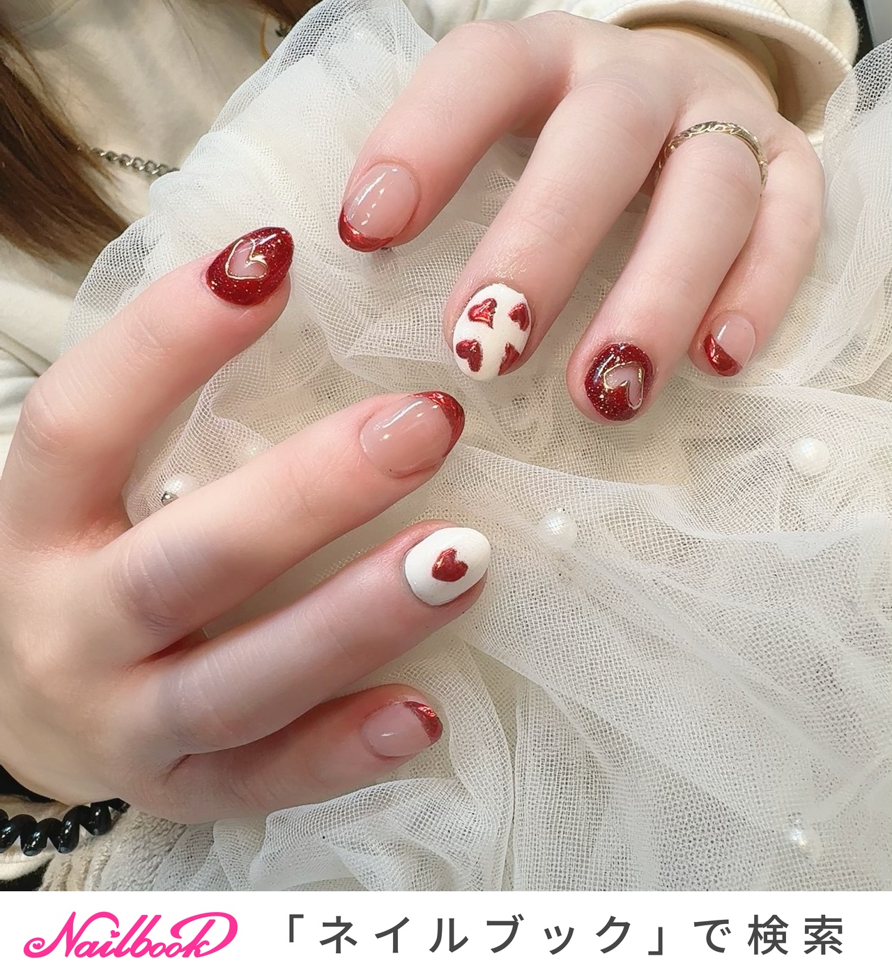 design183】ミラーグラデハートネイルチップ