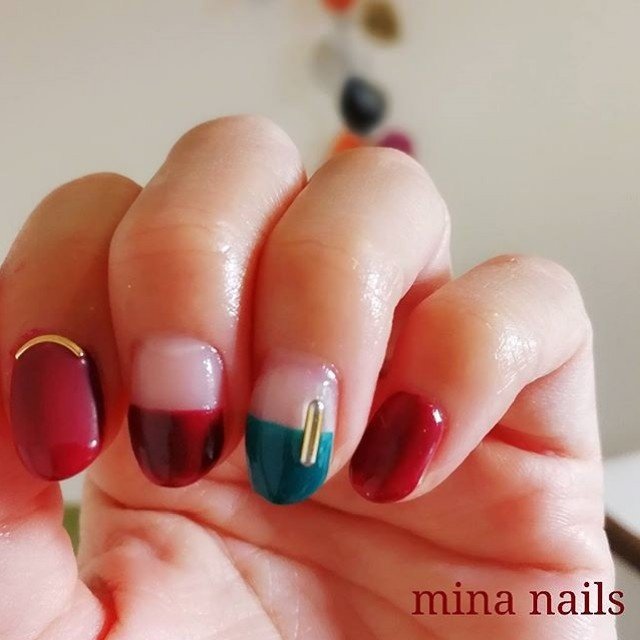 秋 冬 ハンド 変形フレンチ ワンカラー Mina Nailsのネイルデザイン No ネイルブック