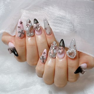 ネイルチップオーダー 地雷系 量産型 ちゅるん 綺麗 ワンホン ハート