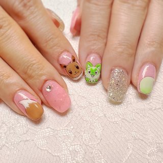 うにゃ♡ページ　ネイルパーツ ニャオハのネイルデザイン｜ネイルブック