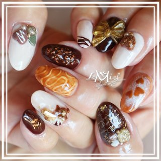 109】チョコレートハートネイルネイルチップ