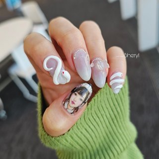 ネイルチップ オーダー ワンホン 韓国 マグネット フレンチガーリー 3d