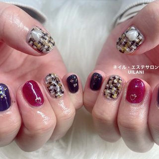 ツイード/#ハートパーツのネイルデザイン｜ネイルブック