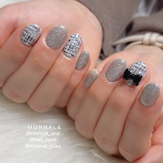 ネイルチップ 量産型 ツイード 黒 ちゅるん シンプル ワンホン 韓国 ハート ネイルチップ 韓国 布感ツイード ワンホン 量産型 現品 黒