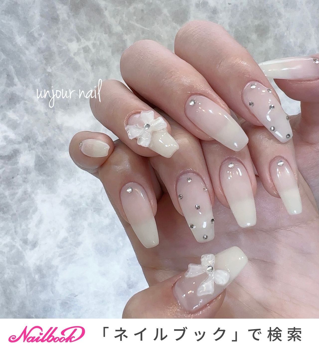 【オーダー】ネイルチップ　ワンホン韓国　キラキラ　ベイビーブーマー　リボンドット ベイビーブーマー/ドット/ワンホンのネイルデザイン｜ネイルブック