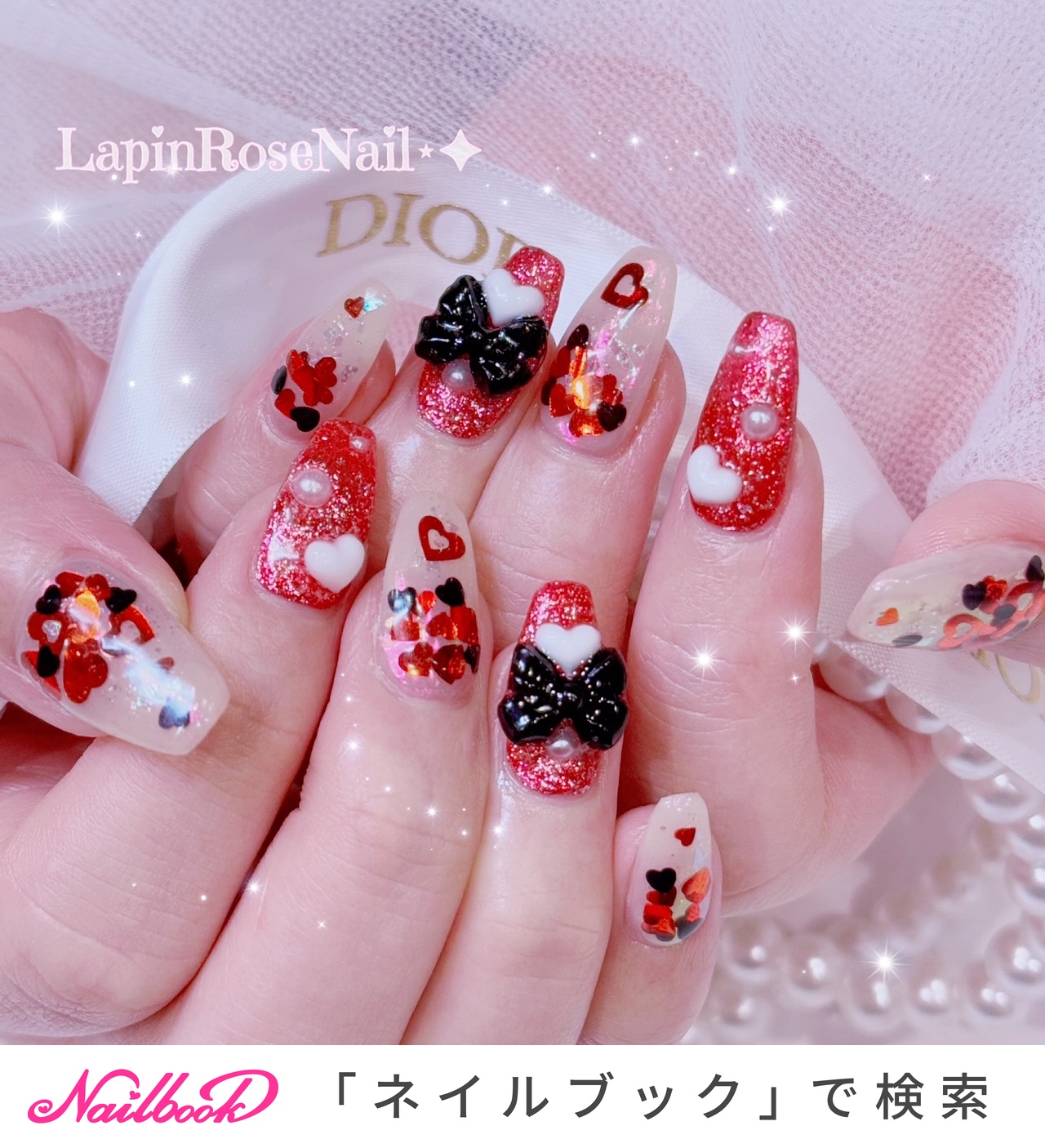 オーダーネイルチップ♡フレンチガーリー量産型チェリーさくらんぼ韓国