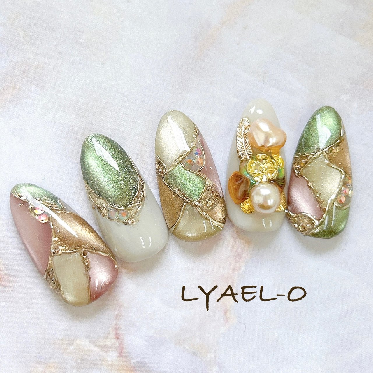 春/ハンド/ビジュー/ブロック/マグネット - nailsalon LYAEL-Oの