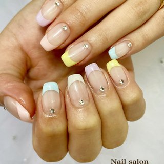 【オーダー】ネイルチップ　フレンチガーリー　推しネイル　パステルイエロー　量産 オーダーネイルチップ♡黄色イエロー量産型フレンチガーリー推し