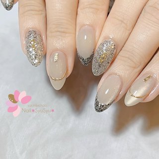 ネイルチップ ガラスフレンチ キルティング シルキーマグ