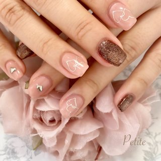 ネイルチップ オーダー ミラー ぷっくりハート マグネット