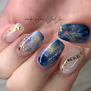 アイボリーオーロラゴールドニュアンスネイル シェル ミラー 韓国 ちゅ