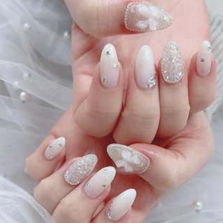 ネイルチップ グラデ ワンホン リボン ビジュー ピクシー ネイルチップ グラデ ワンホン リボン ビジュー ピクシー 2025年秋