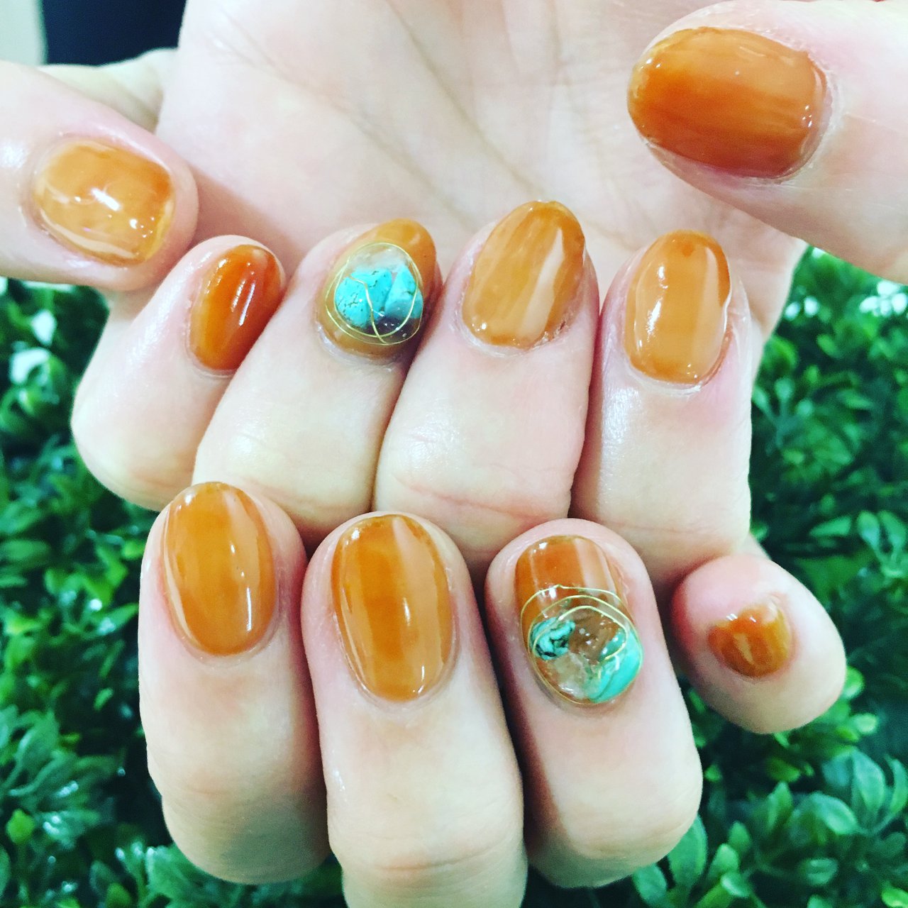 秋 ハンド ショート クリア オレンジ 蜂蜜りんご のネイルデザイン No ネイルブック