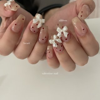 オーダーネイルチップ ニュアンスリボンワンホン推しネイルマグネット