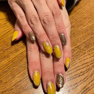 ネイルチップ つけ爪 ニュアンスネイル 深緑 グリーン ゴールド ミラー 