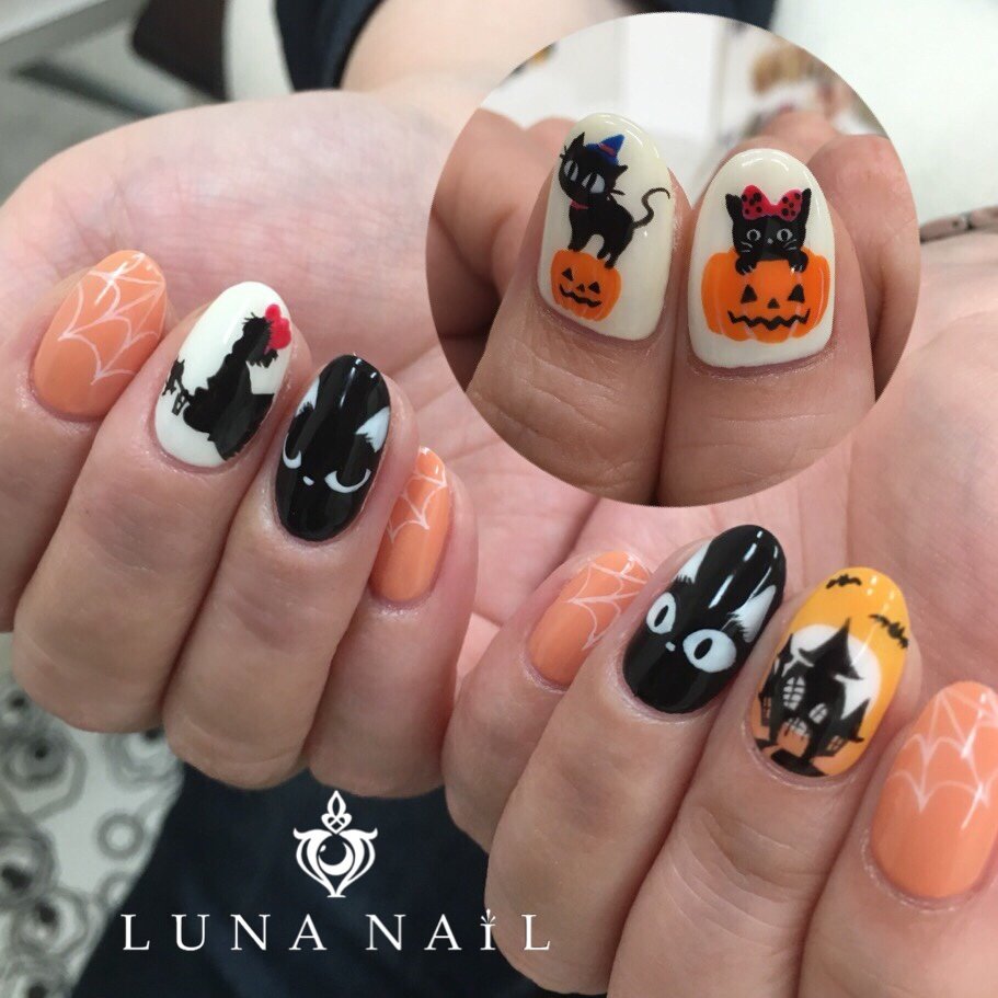 ハロウィン ハンド アニマル柄 キャラクター ミディアム Luna Nail のネイルデザイン No ネイルブック