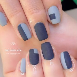 #茅ヶ崎ネイルサロン#ネイルサロンエール#甘沼#ジェルネイル#ハンド#マット#グレー#ネイビー#個性派ネイル#大人ネイル #オールシーズン #ハンド #マット #大人 #個性派 #ミディアム #スクエア #ネイビー #グレー #ジェルネイル #お客様 #Nail salon aile #ネイルブック