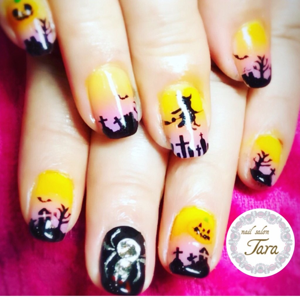 ハロウィン パーティー 女子会 ハンド ミディアム Nailsalon Taraのネイルデザイン No ネイルブック