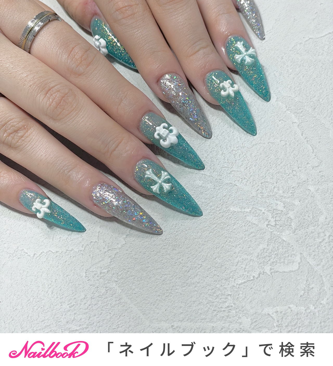 人気順｜水色/クロムハーツネイルのネイルデザイン｜ネイルブック