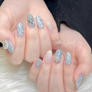 ツイード/ワンホンネイルのネイルデザイン｜ネイルブック