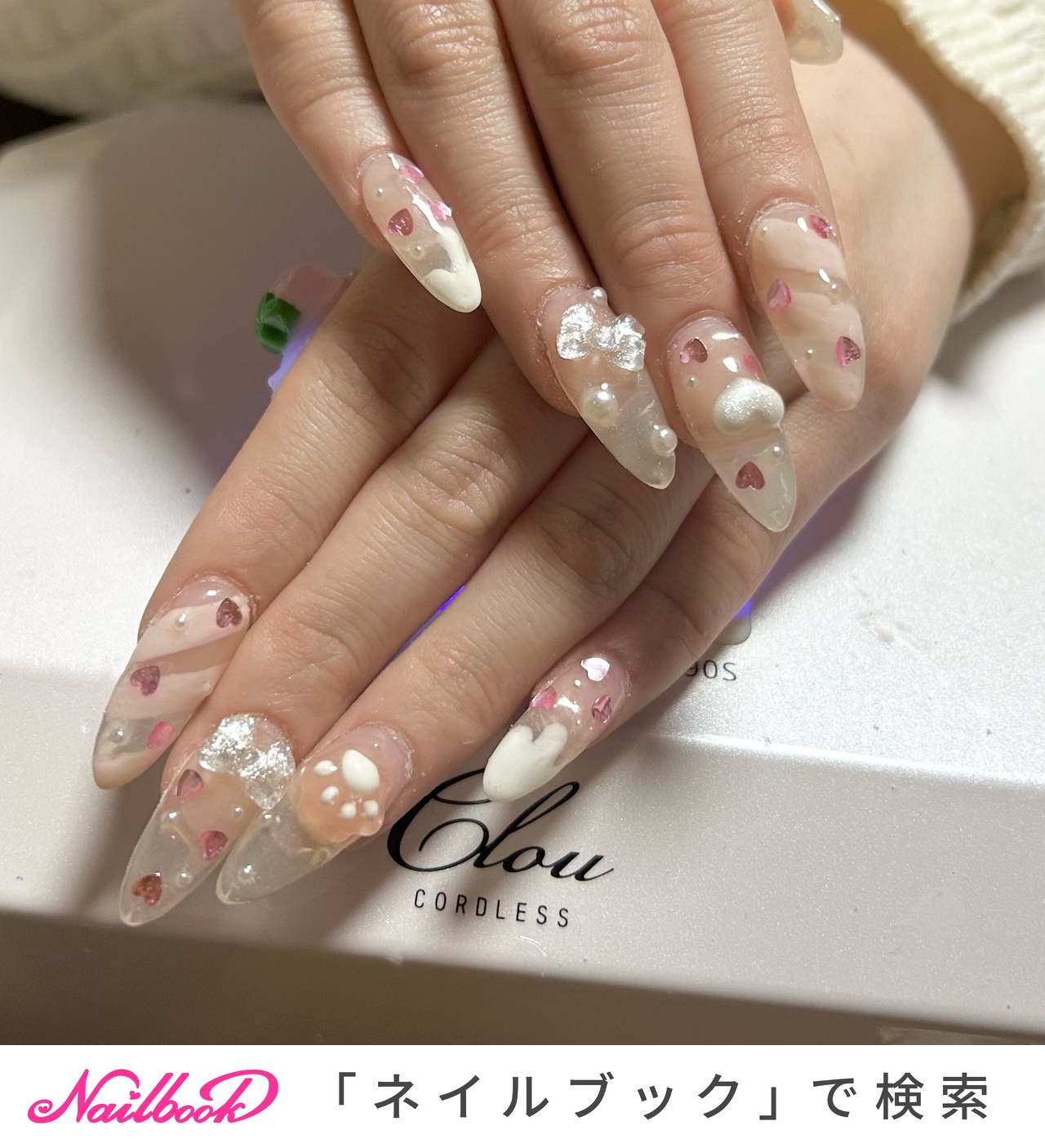 ぷっくり　貝殻ネイル　ねこ　肉球　ネイルチップ　オーダー　リボン ぷっくり貝殻ネイルねこ肉球ネイルチップオーダーリボン