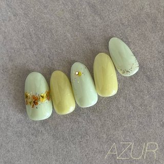 押し花/ゴールド/ミントグリーンのネイルデザイン｜ネイルブック
