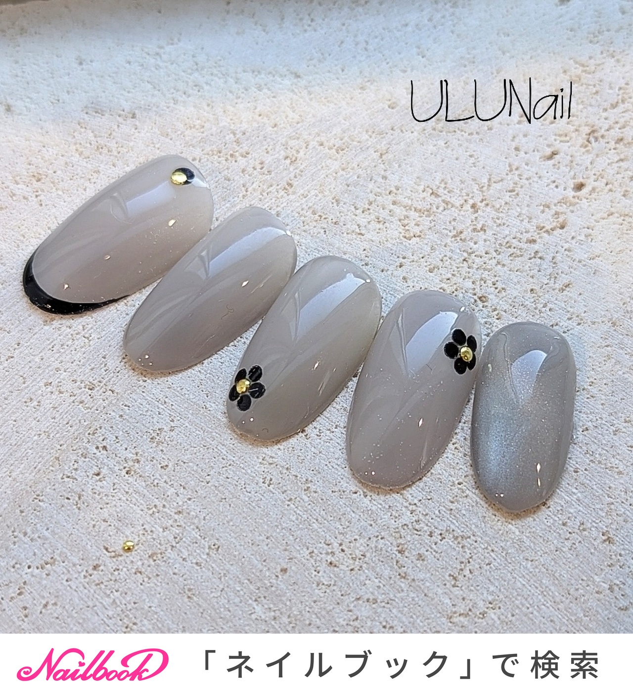 千鳥柄/グレーのネイルデザイン｜ネイルブック