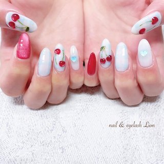 ネイル ネイルチップオーダー さくらんぼ ぷっくり チークネイル 春 夏 韓国 人気のチーク×ぷっくりさくらんぼネイル登場🍒✨ つやっとジューシーで