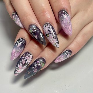 ネイルチップ　ニュアンスネイル　ネイビー　成人式　振袖ネイル　和柄ネイル　卒業式 Amazon | 紺 成人式 ネイルチップ 和風 振袖 ネイビー 日本製