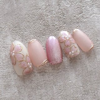 【SALE】eve♡ピンクオパール♡桜♡ピンクマイカ♡一点物♡早い者勝ち♡ K18】【受注制作】Everpink. 本物のお花 厳選花で仕上げる桜の