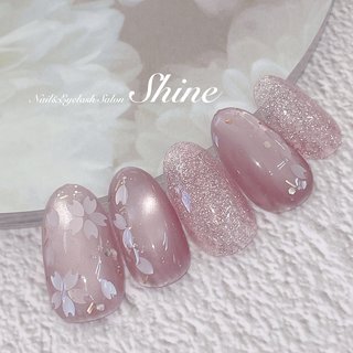 ネイルチップ オーダー シンプル 春 桜 ピンク マグネット ホログラム ネイルチップ オーダー シンプル 春 桜 ピンク マグネット ホログラム