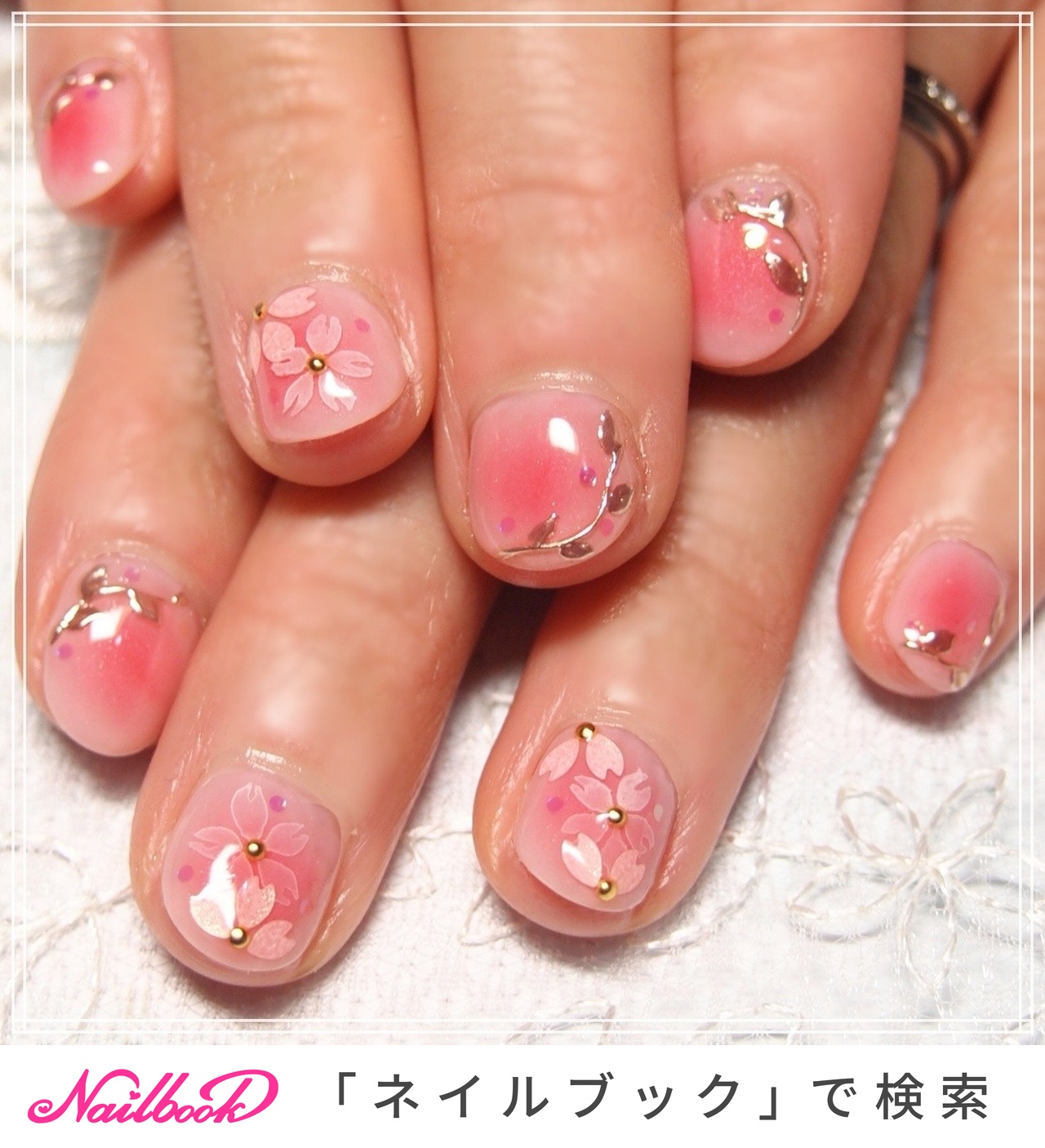 ネイルチップ フラワーネイル ねらう マグネット 春 桜 チークネイル 